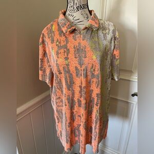 Jamie Sadock Vibrant Orange and Beige Golf Shirt